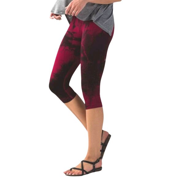 Lululemon In The Flow Crop II Size 8 Wine Berry/Bordeaux Drama Leggings Capri - Picture 3 of 11